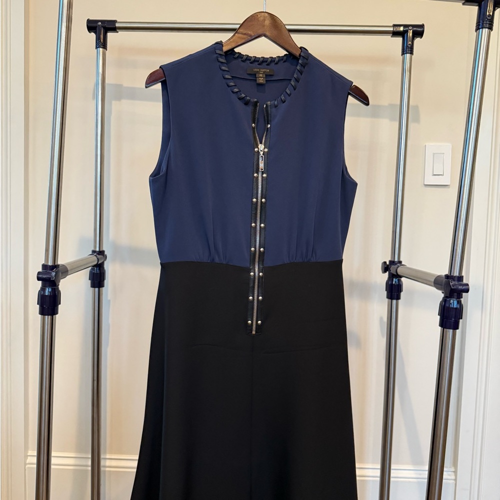 Louis Vuitton Navy and Black Midi Dress
